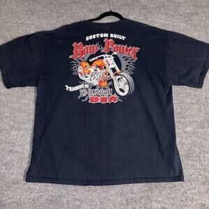 Renegade Classics Men’s 2XL Black Biker Tee Raw Power USA Flame‎ Motorcycle